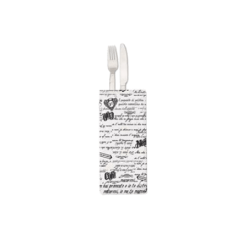 Busta portaposate carta bianca liscia stampata linea premium 30x40